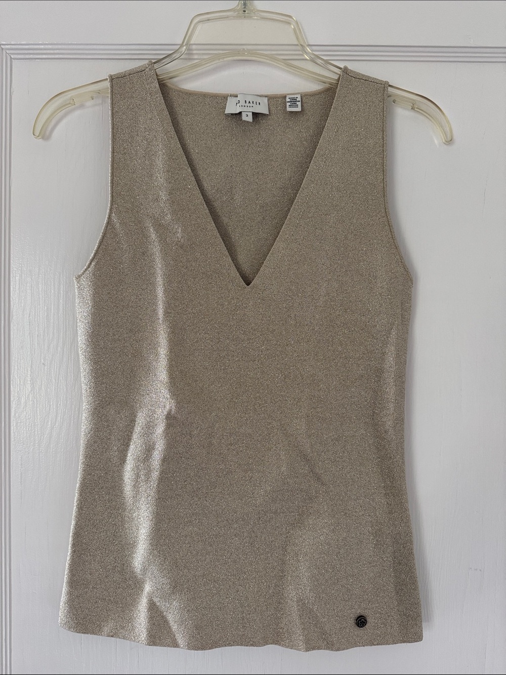 Ted Baker Shimmery Gold V-Neck Top